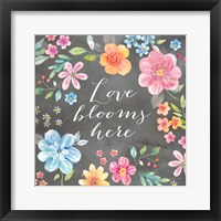 Framed 'Whimsical Blooms Sentiment Black II' border=