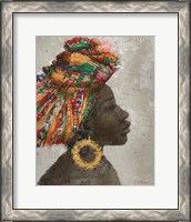 Framed 'Portrait of a Woman I (gold hoop)' border=