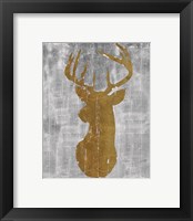 Framed 'Rustic Lodge Animals Deer Head on Grey' border=