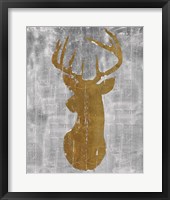 Rustic Lodge Animals Deer Head on Grey Framed Print