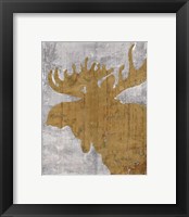 Framed 'Rustic Lodge Animals Moose on Grey' border=