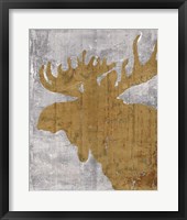 Rustic Lodge Animals Moose on Grey Framed Print