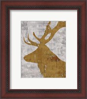 Framed 'Rustic Lodge Animals Deer on Grey' border=