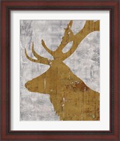 Framed 'Rustic Lodge Animals Deer on Grey' border=