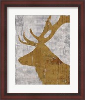 Framed 'Rustic Lodge Animals Deer on Grey' border=