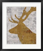 Rustic Lodge Animals Deer on Grey Framed Print