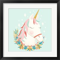 Framed 'Unicorns and Flowers I' border=