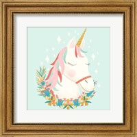 Framed 'Unicorns and Flowers I' border=