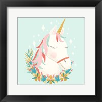 Framed Unicorns and Flowers I