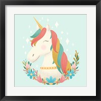 Framed 'Unicorns and Flowers II' border=