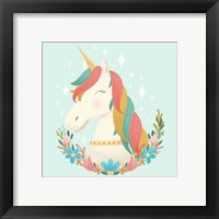 Framed 'Unicorns and Flowers II' border=