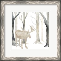 Framed 'Winter Forest Moose' border=