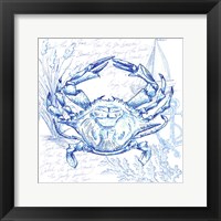 Framed Coastal Sketchbook Crab