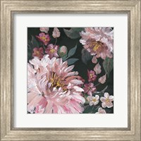 Framed 'Romantic Moody Florals on Black I' border=