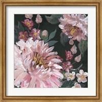 Framed 'Romantic Moody Florals on Black I' border=