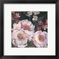 Framed 'Romantic Moody Florals on Black II' border=