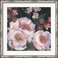 Framed 'Romantic Moody Florals on Black II' border=