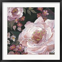 Framed 'Romantic Moody Florals on Black III' border=