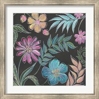 Framed 'Boho Florals on Black I' border=