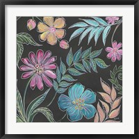 Boho Florals on Black I Framed Print