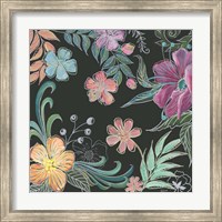 Framed 'Boho Florals on Black II' border=