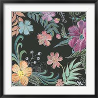 Framed 'Boho Florals on Black II' border=