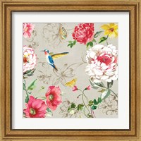 Framed 'Hummingbird Botanical II' border=