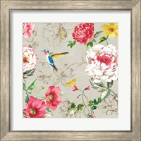 Framed 'Hummingbird Botanical II' border=