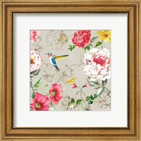 Framed 'Hummingbird Botanical II' border=