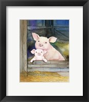 Framed 'Farm Family Pigs' border=