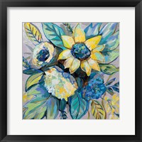 Framed 'Sage and Sunflowers I' border=