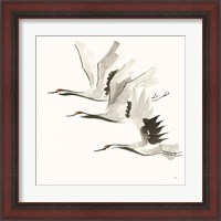 Framed 'Zen Cranes II Warm' border=