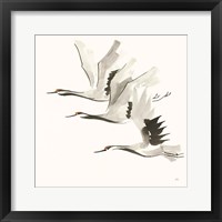 Framed 'Zen Cranes II Warm' border=