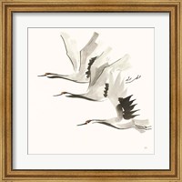 Framed 'Zen Cranes II Warm' border=