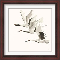 Framed 'Zen Cranes II Warm' border=