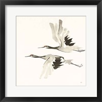 Framed 'Zen Cranes I Warm' border=