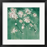 Framed 'Cherry Cloud II Jade' border=