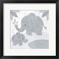 Framed Safari Fun Elephant Gray no Border