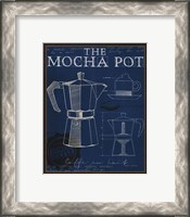 Framed 'Coffee Blueprint II Indigo' border=