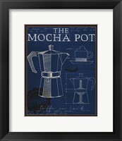 Framed 'Coffee Blueprint II Indigo' border=