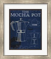 Framed 'Coffee Blueprint II Indigo' border=