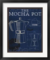 Framed 'Coffee Blueprint II Indigo' border=