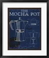 Coffee Blueprint II Indigo Framed Print
