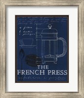 Framed 'Coffee Blueprint I Indigo' border=