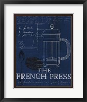 Coffee Blueprint I Indigo Framed Print