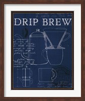 Framed Coffee Blueprint III Indigo