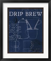 Framed 'Coffee Blueprint III Indigo' border=