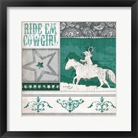 Framed 'Ride 'Em Cowgirl' border=