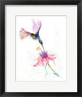 Framed Pink Flower Hummingbird