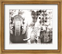 Framed 'Modern Black & White Elephants' border=